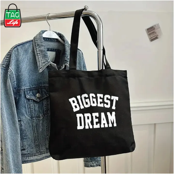 TAG%20Lifestyle%20Canvas%20Tote%20Bag/Exclusive%20BIGGEST%20DREAM%20Design%20Black%20Color%20for%20girls%20For%20University/College/Trendy%20Fashionable%20Women%20-%20Image%2010