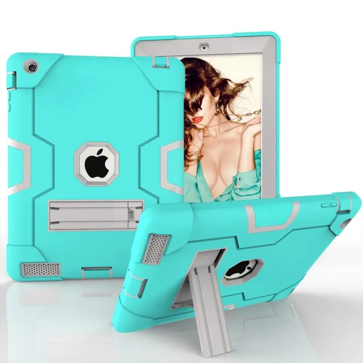 For Apple iPad 2 3 4 A1458 A1459 A1460 A1416 A1397 Case Shockproof Kids Safe PC Silicon Hybrid Stand Full Body  Cover