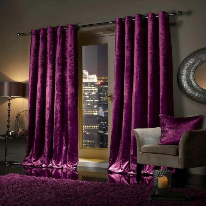 Purple Luxury Modern Velvet Curtains For Living Room / Bedroom Window & Door 1 P