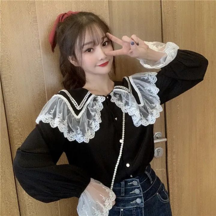 French%20Vintage%20Doll%20Collar%20Shirt%20Women%20Trend%20Korean%20Chiffon%20Cute%20Lace%20Patchwork%20Button%20up%20Lolita%20Blouse%20Preppy%20Top%20Long%20sleeve%20-%20Image%204