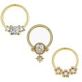 3PCS Daith Clicker Hoops Set Cartilage Piercing Earring Helix Hoop Bulk Septum Nose Ring Hoop Lot Tragus Hoop Rook Earrings. 