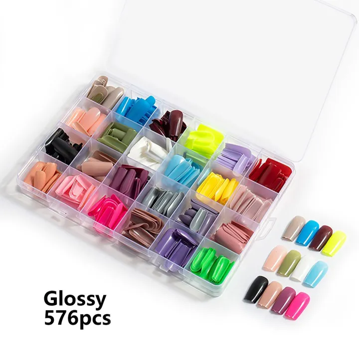 480pcs/Box%20Nails%20Press%20On%20Short%20Length%20Reusable%20Tips%20With%20Design%20Matte%20Square%20Long%20Sharp%20Full%20Kawaii%20False%20Tip%20Art%20Set%20-%20Image%202