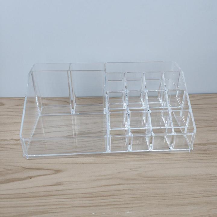 Large Perfume Bottle Organizer Durable Clear Makeup Organizer with Grids Cosmetic Storage Box for Lipstick Eyeliner Brushes