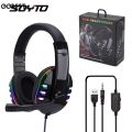 Colorful Glow LED Light Computer Headphones Head-mounted Gaming Headset With Microphone Wired Stereo Bass Earphons Safe Portable with nice material. 