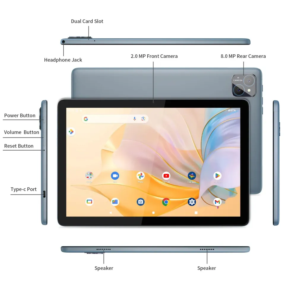 PRITOM TAB11 Android 14 Tablet 10 Inch, 8GB(4+4 Expand) RAM +