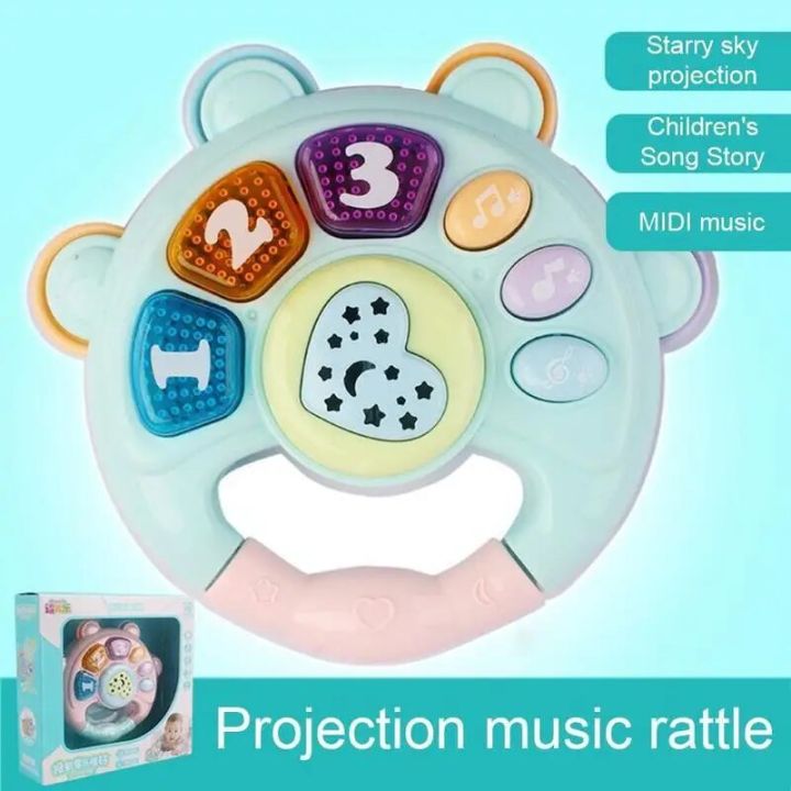【Happy baby toy store】Baby Projection Drum Piano Guitar Soft Light Sky Projection Machine Toy Music Educational Toys Gifts