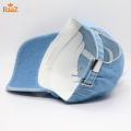 Sky Blue Denim Ripped Visor Cap For Men.