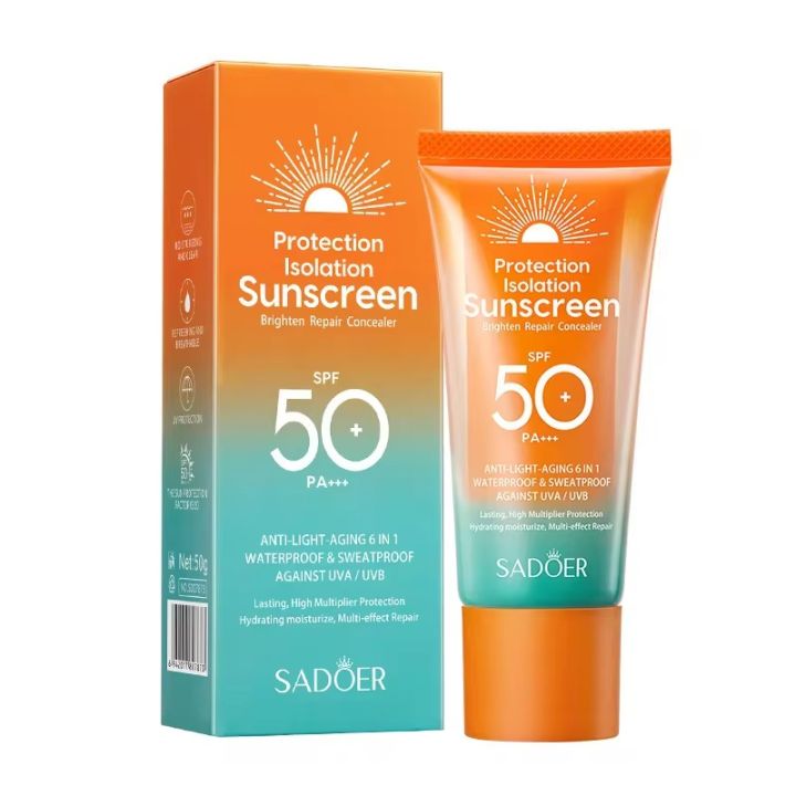 SADOER Protection Isolation SPF 50 PA+++ Brighten Repair Sunscreen Cream- 50g