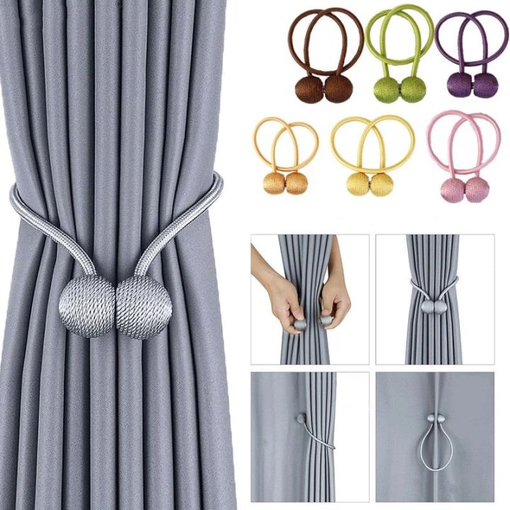 2%20Piece%20Magnetic%20Curtain%20Tieback%20Set%20Polyester%20Ball%20Design%20Easy%20to%20Use%20Home%20Decor%2049cm%20-%20Image%202