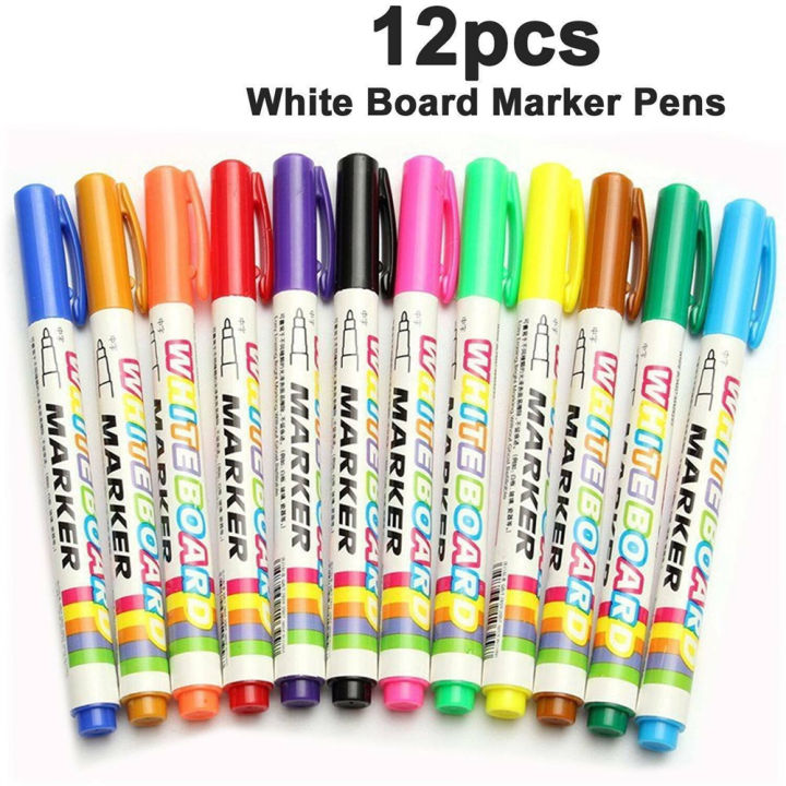 12pcs/box%20Bright%20Bullet%20Markers%20Dry%20Fine%20Pens%20Easy%20White%20Mixed%20Colour%20-%20Image%203