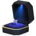 Square Velvet Wedding Ring Case Jewelry Gift Box with LED Light for Proposal Engagement Wedding Luxury Ring Box.