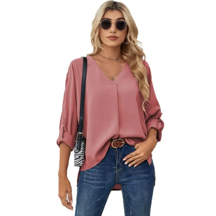 Refined%20Taste%20-%20Ladies%20New%20Design%20For%20Ladies%20Custom%20Logo%20Long%20Sleeve%20Pullover%20Solid%20Color%20Women%20Tops%20-%20Durabilty%20Assured%20-%20Image%207