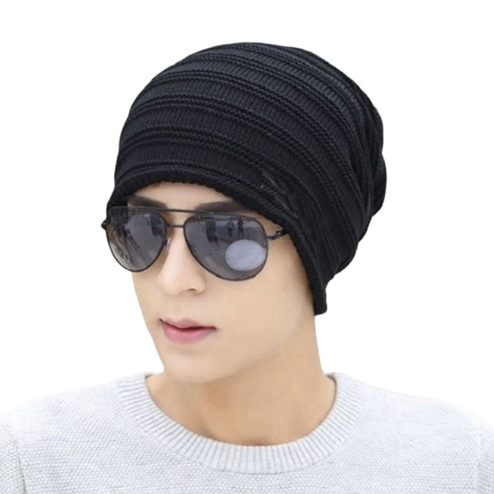 Black Woolen Winter Cap For Men