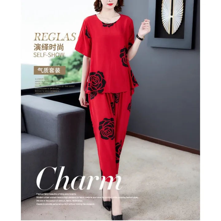 2pcs%20Women%20Casual%20Wanita%20Seluar%20Baju%20Individual%20Set%20Wear%20Top%20and%20Pants%20Lady%20Tracksuit%20Short%20Sleeve%20#2311%20-%20Image%207