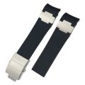 Natural Silicone Rubber Watchband for Ulysse Nardin 263 DIVER Curved End Black Blue 22mm Waterproof Watch Strap Bracelets Tools.