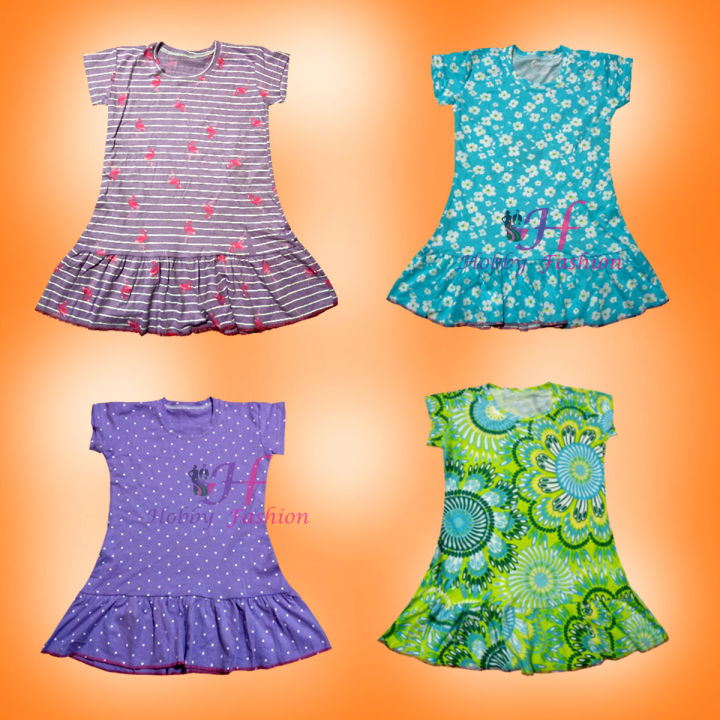 4 Pieces Printed girls Frock by Any color