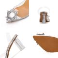 【Alien Alien】 2022 Summer Transparent High Heels 7cm Sandals Women's Slip-on Pointed Toe Pumps Shoes Fashion Comfort Silver Party Sandals. 