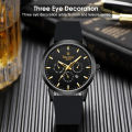 LouisWill Silicone Strap Watch For Men Men's Fashion Watch Three Eye Watch With Calendar 30M Waterproof Watch Silicone Strap Watch Retro Quartz WatchLuxury Men WatchLuminous Watch. 