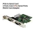 PCIe to Serial Card 2 Ports 1 Ports Com 9 Pin Serial Ports RS232 Expansion Card Adapter. 