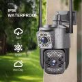 V380 4G Wifi Outdoor Security Camera Dual Lens Smart PTZ Camera 2MP+2MP CCTV System Human Tracking Wireless Camera. 