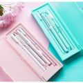 Macaroon Color Pink Mint Sakura Gel Pen Set with Pencil Box Cute School Office Pens 0.5mm Black Ink Girls Gift Stationery Multicolor. 