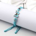 Handmade Braided String Bracelet For Women Blue Butterfly Pendant Adjustable Charm Bracelets Bangles Fashion Girl Jewelry Gifts. 