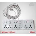 3 Meter / 10 Feet Handmade 9 port / 24 Pin Multiplug (Heavy Duty + Long lasting) Universal Socket 100% Copper 40/76 Cable.