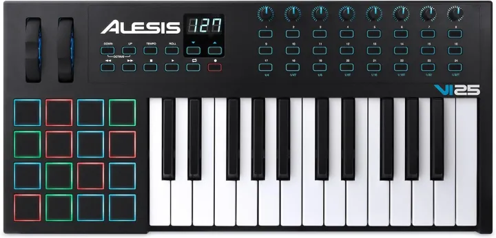 Alesis VI25 - 25 Key USB MIDI Keyboard Controller with 16 Pads, 8 Assignable Knobs, 24 Buttons