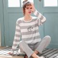 autumn ladies cute animal sleepwear woman's thin cute home wear pjs sets Women Pajamas Set For Femme long sleeves pyjamas suit. 