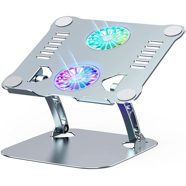 Foldable Laptop Table Stand With Double Cooling Fan Ergonomic Aluminum ...