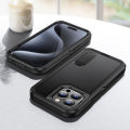 3 In 1 Full Cover Shockproof Phone Case With Stand For iPhone 15 Pro Thick Hard Phone Casing Contrasting Colors Fashion Phone Cover Shell.