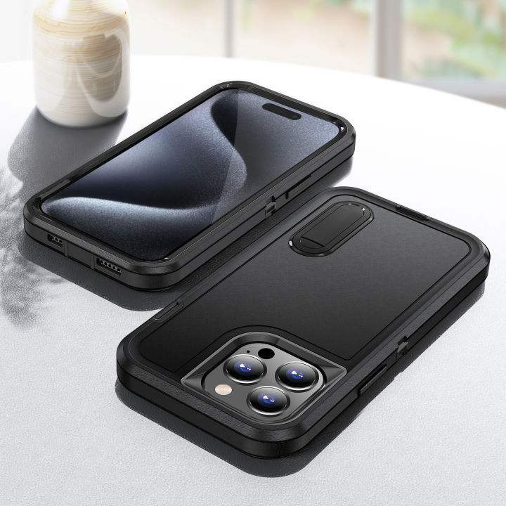 3%20In%201%20Full%20Cover%20Shockproof%20Phone%20Case%20With%20Stand%20For%20iPhone%2015%20Pro%20Thick%20Hard%20Phone%20Casing%20Contrasting%20Colors%20Fashion%20Phone%20Cover%20Shell%20-%20Image%202