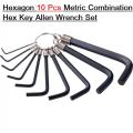 10Pcs SET Keyring With Hexagon 10 Pcs Metric Combination Hex Key Allen Wrench Set 1mm To 10mm Keyring Hand Bicycle Repair Tools Sets. 