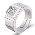 Men's Ring Platinum Imitation Big Diamond 1/2 Carat Men's Ring Domineering Men's Imitation White Gold Diamond Ring Wholesale.
