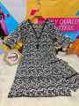 Stitched China Linen Long Gown For Women With A Screen Print Design Comfortable And Fashionable Size 42. 
