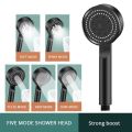 Black 5 Modes Shower Head Adjustable High Pressure Water Saving Shower Head Water Massage Shower Head Bathroom Accessories.