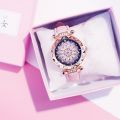 LooKeo mall Women Starry Sky Watch Luxury Rose Gold Diamond Watches Ladies Casual Leather Band Quartz Wristwatch Female Clock zegarek damski.