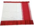 Ek colour white colour saree red colour paar for women. 