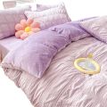 Home Textile Winter Coral Velvet Quilt Cover Four Piece Set Seersucker Duvet Cover Bed Sheet Pillowcase Comforter Bedding Set. 