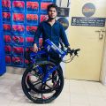 Begasso Folding Bicycle | 26 Inch | Alloy Wheel | 6 Nives | Double Suspension | Shimano Gear & Brake | Double Disk Brake | Blue color.. 