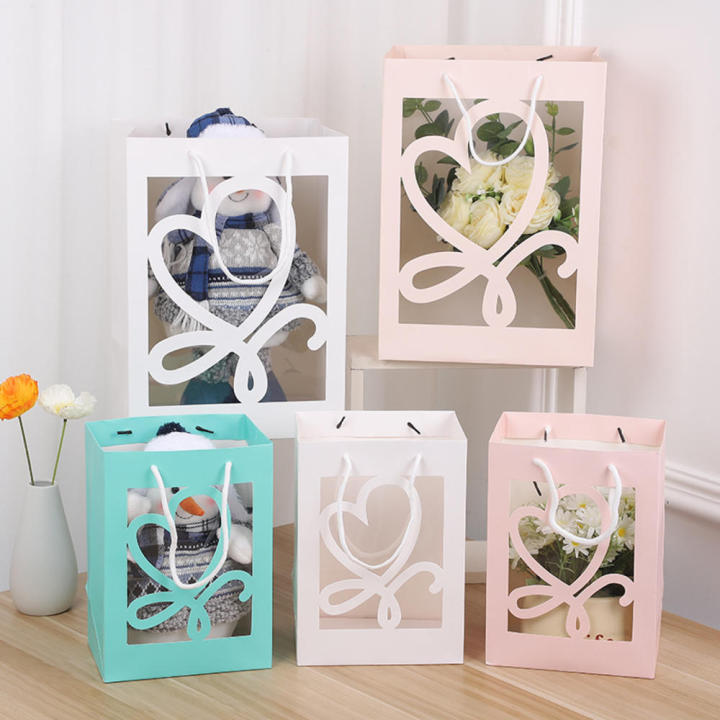 Gift Bag Transparent Window Valentine's Day Gift Anniversary Bag Wrapped Tissue