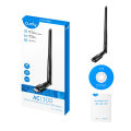 Cudy WU1400 AC1300 Dual Band High Gain USB Wi-Fi Adapter - 867Mbps at 5GHz and 400Mbps at 2.4GHz - 5dBi High Gain Detachable Antenna - Compatible with Windows, macOS, Linux - Black. 