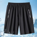 Summer thin sports straight tube loose casual shorts, ice silk quick drying 5-inch pants, floral zipper, men's large size. 