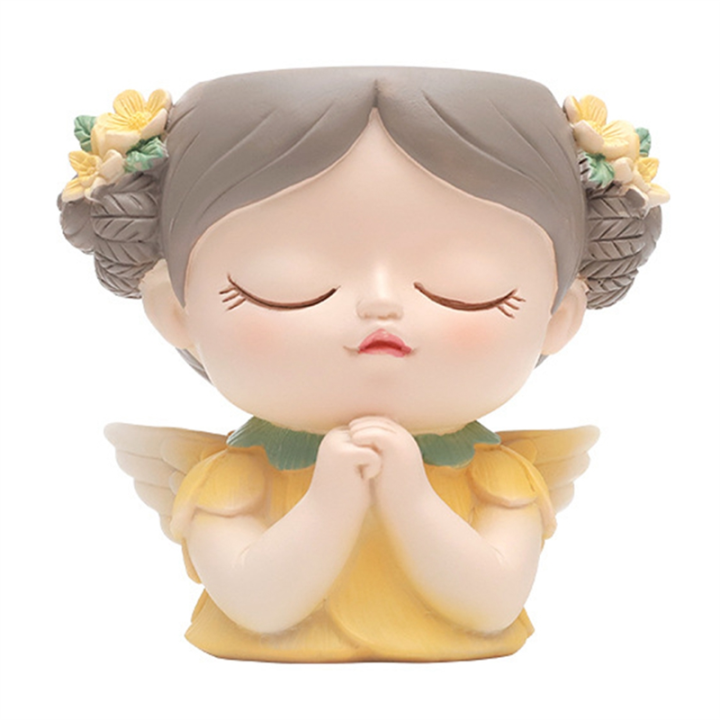Silicone Mold Flower Fairy Prayer Flower Pot Resin Yellow