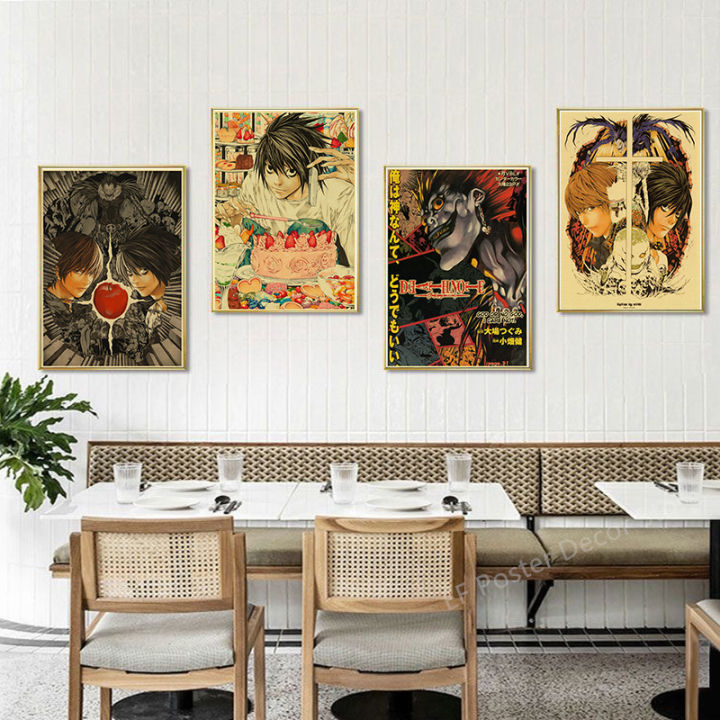 Classic%20Anime%20Death%20Retro%20Poster%20Aesthetic%20Prints%20Ryuk/Light/L%C2%B7Lawliet%20Painting%20Manga%20Vintage%20Home%20Room%20Club%20Art%20Wall%20Decor%20-%20Image%204