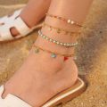 Uworld Stainless Steel Chain Handmade Anklets Bangle for Women Multicolor Mix Natural Stone Fashion Jewelry Wholesale.