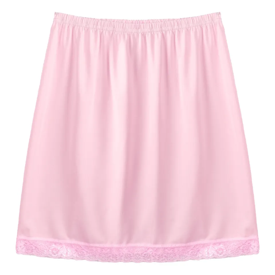 Women Girls Basic Underskirt High Waist Lace Cotton Casual