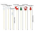 50Pcs Christmas Bamboo Food Picks Toothpicks Santa Dessert Buffet Fruit Salad Christmas Decoration New Year Xmas Party Supplies.