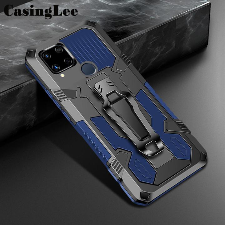 Protect Cover For Realme C25S Case Shockproof Armor Stand case with Metal Clip Realme C25S Back Cover Car Mountaineering Phone Cases