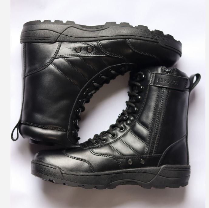 Fashion Zipper long Boots black - China light weight zipper boots for man - Black Leather Boots